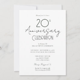 Convites Aniversário de 20 anos de Casamento Elegante Rascu