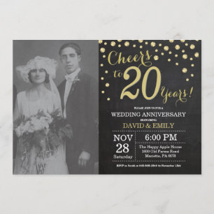 Convites Aniversário de 20 Anos de Casamento Quadro Negro e