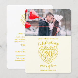 Convites Aniversário de 20 anos Diamante Dourado foto