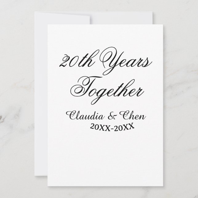 Convites aniversário de 20 anos juntos nome data ano sim (Frente)