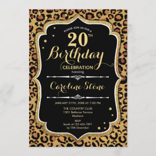 Convites Aniversário de 20 - Impressão Leopardo