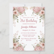 aniversário de 21 anos aquarela jardim floral rosa
