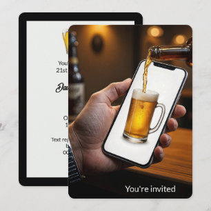 Convites aniversário de 21 anos Beer Mug em um Smartphone