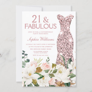 Convites aniversário de 21 anos Branco de Blush de rosa Dou