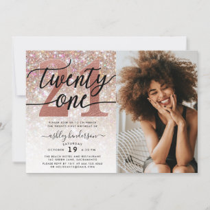 Convites aniversário de 21 anos Champagne - Foto da Glitter