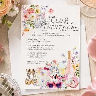 Convites Aniversário de 21 anos | Club Twenty-One Garden Di