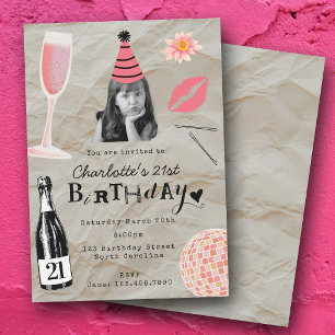 Convites Aniversário de 21 anos com foto personalizada femi