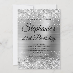 Convites Aniversário de 21 anos com Monograma Luxuoso Prate