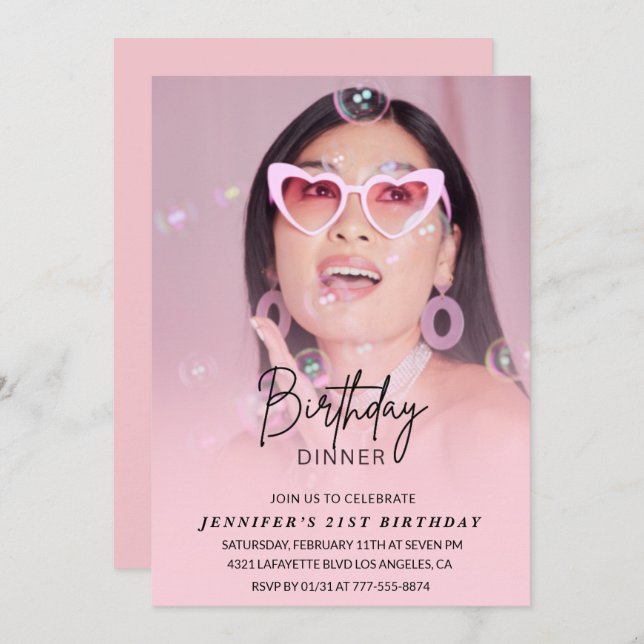 Convites aniversário de 21 anos convida Foto de Janto de An (Frente/Verso)