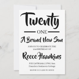 Convites aniversário de 21 anos convida preto e branco mode
