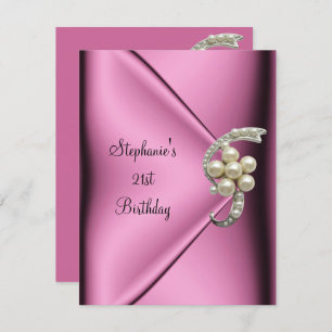 Convites aniversário de 21 anos cor-de-rosa-seda