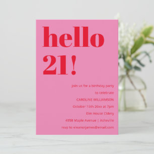 Convites Aniversário de 21 anos cor-de-rosa vermelho modern