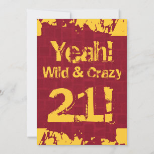 Convites aniversário de 21 anos Damask Paint Splash Wild a