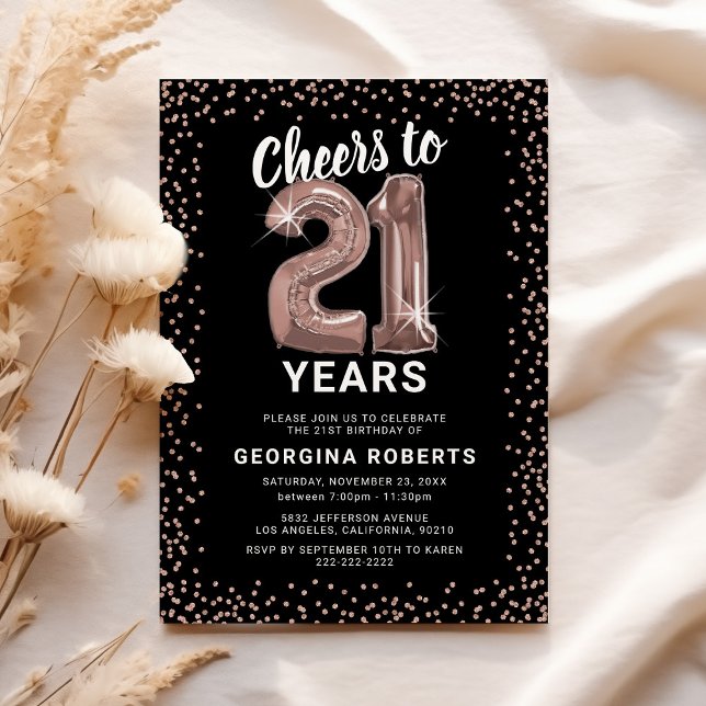 Convites Aniversário de 21 anos de Adulto Dourado (Criador carregado)