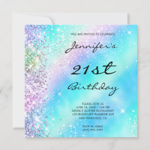 Convites Aniversário de 21 anos de Arco-Íris Iridescente