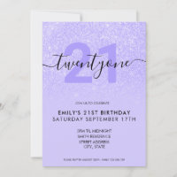 Aniversário de 21 anos de brilho roxo Elegante mod