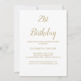 Convites Aniversário de 21 anos de Caligrafia Dourada sofis