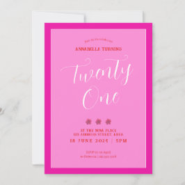 Convites Aniversário de 21 anos de cor rosa moderna