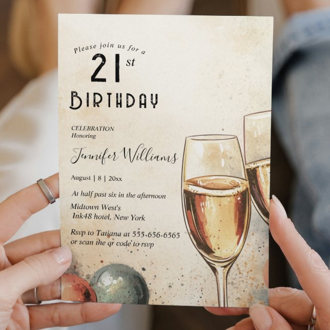 Convites Aniversário de 21 anos de dois óculos de campanha (Criador carregado)