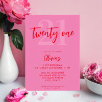Aniversário de 21 anos de Elegante Vermelho Rosa M