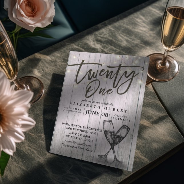 Convites aniversário de 21 anos de Festas de Champanhe Ócul (Criador carregado)