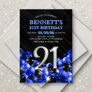 Convites Aniversário de 21 anos de Mens Azuis