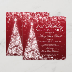 Convites aniversário de 21 anos de Natal da Silver Red Sur