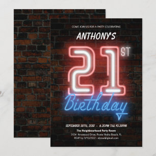 Convites aniversário de 21 anos de novo sinal de 80 s com 