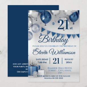 Convites Aniversário de 21 anos de Prata Azul