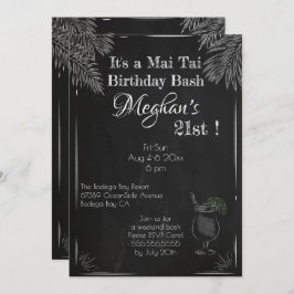 Convites Aniversário de 21 anos de quadro negro e branco Ma