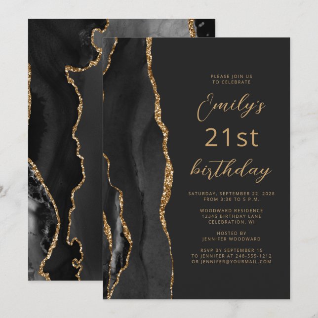 Convites Aniversário de 21 anos de Script de Tabulação de A (Frente/Verso)