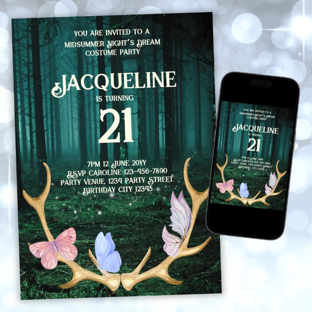 Convites Aniversário de 21 anos de Sonho de Noites de Verão (Criador carregado)