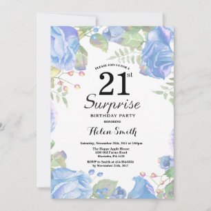 Convites aniversário de 21 anos de Surpresa de Azul Botân