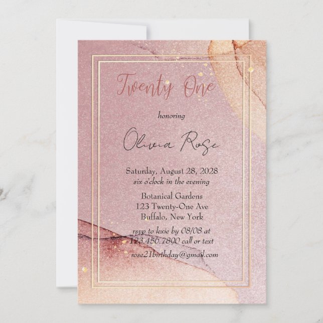Convites aniversário de 21 anos de Tinta de Álcool Glitter  (Frente)