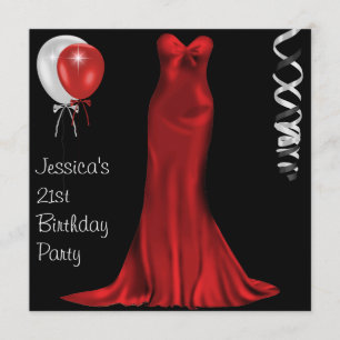 Convites aniversário de 21 anos de vestimenta vermelho pre