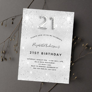 Convites aniversário de 21 anos de vidro de poeira de meta