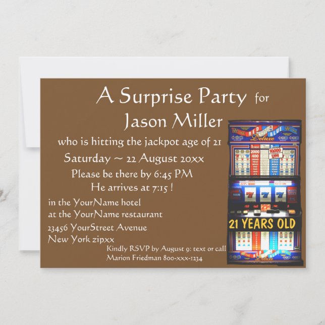 Convites Aniversário de 21 anos do Jackpot Machine (Frente)