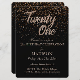 Convites aniversário de 21 anos Dourado Brilho