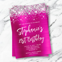 Aniversário de 21 anos em Glitter Prateado e Folha