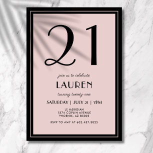 Convites Aniversário de 21 anos feminino moderno minimalist
