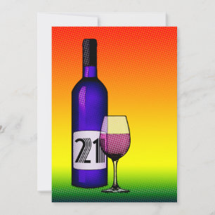Convites aniversário de 21 anos: garrafa de vinho de meia-t