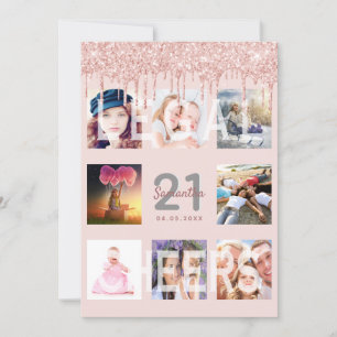 Convites aniversário de 21 anos glitter gotejamento persona