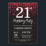 Convites aniversário de 21 anos Invitation Red Glitter<br><div class="desc">aniversário de 21 anos com luzes de cordas vermelhas com fundo brilhante vermelho. Aniversário Vermelho. Aniversário Adulto. Homens ou Mulheres no Dia Convidam. 13 15 16º 18º 20 21rua 30 40º 50º 60º 80 de 70 100º, qualquer idade. Para mais personalização, clique no botão "Personalizar" e use nossa ferramenta de...</div>