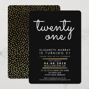 Convites aniversário de 21 anos legal Festa INVITE preto e