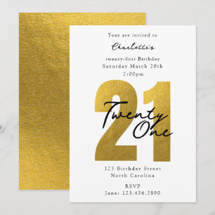 Convites Aniversário de 21 Anos Luxuoso Dourado Moderno