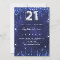 aniversário de 21 anos marinho azul de cinza prate