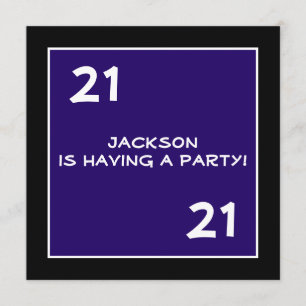 Convites aniversário de 21 anos masculino - Simple Dark Bl