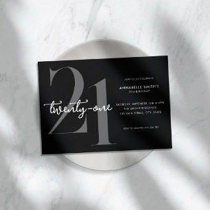 Convites Aniversário de 21 anos minimalista moderno