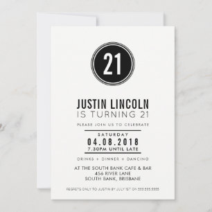 Convites ANIVERSÁRIO DE 21 ANOS MODERNA FONTE INVITE preto