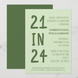 Convites Aniversário de 21 anos moderno 21 em 24 Festas de 